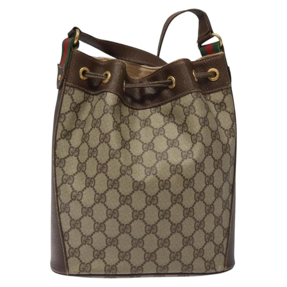 GUCCI GG Supreme Web Sherry Line Bag PVC Beige Gold 164 02 034 Auth 117305 - Picture 2 of 16